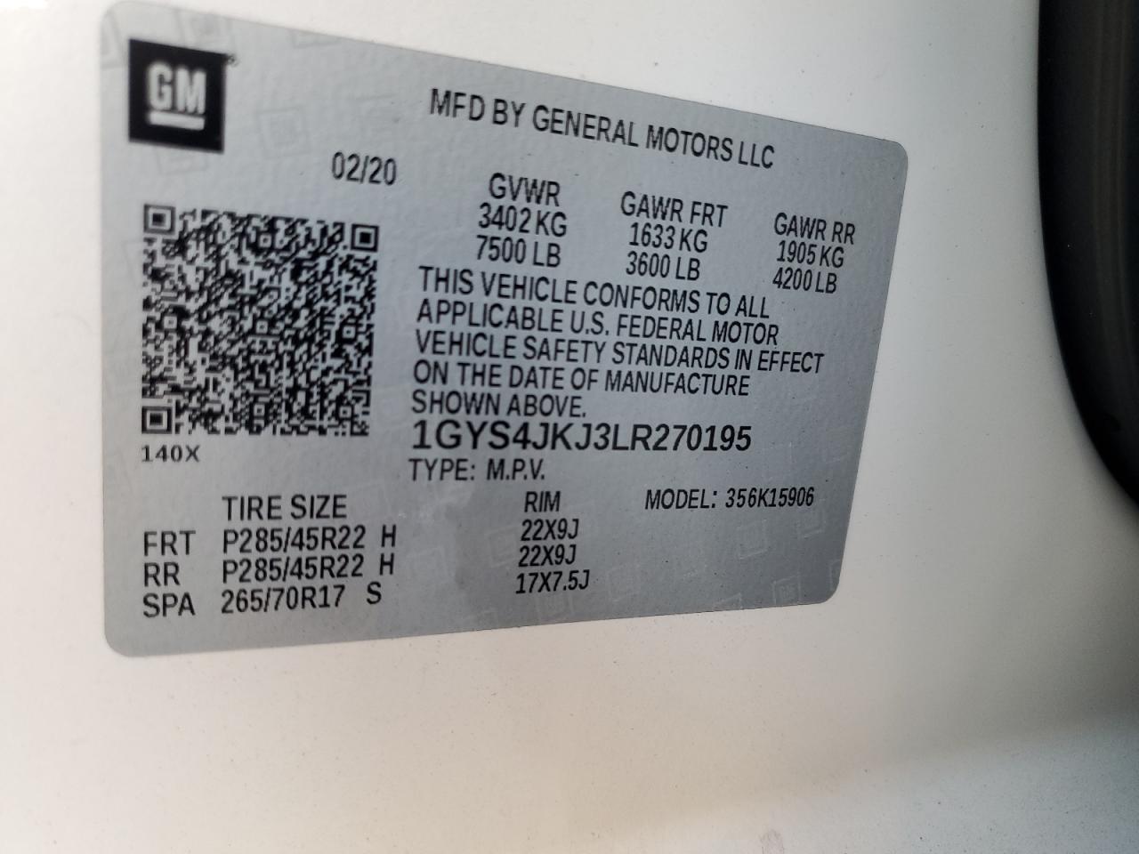 2020 Cadillac Escalade Esv Premium Luxury VIN: 1GYS4JKJ3LR270195 Lot: 93125705