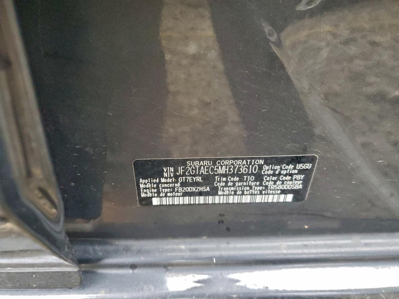 2021 Subaru Crosstrek Premium VIN: JF2GTAEC5MH373610 Lot: 93908205