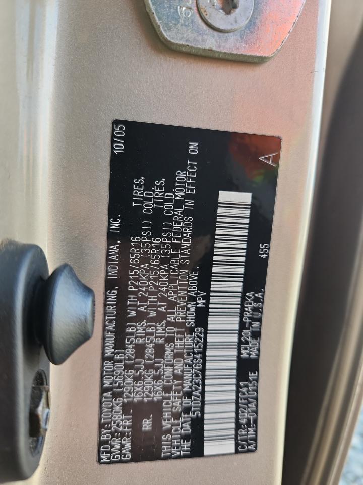 2006 Toyota Sienna Ce VIN: 5TDZA23C76S415229 Lot: 93355205