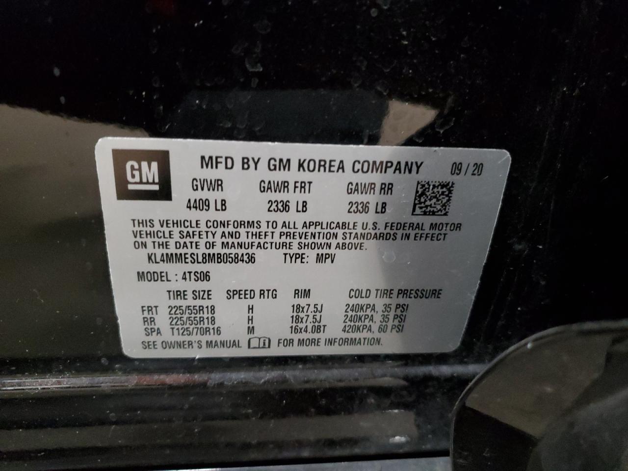 2021 Buick Encore Gx Select VIN: KL4MMESL8MB058436 Lot: 91676535