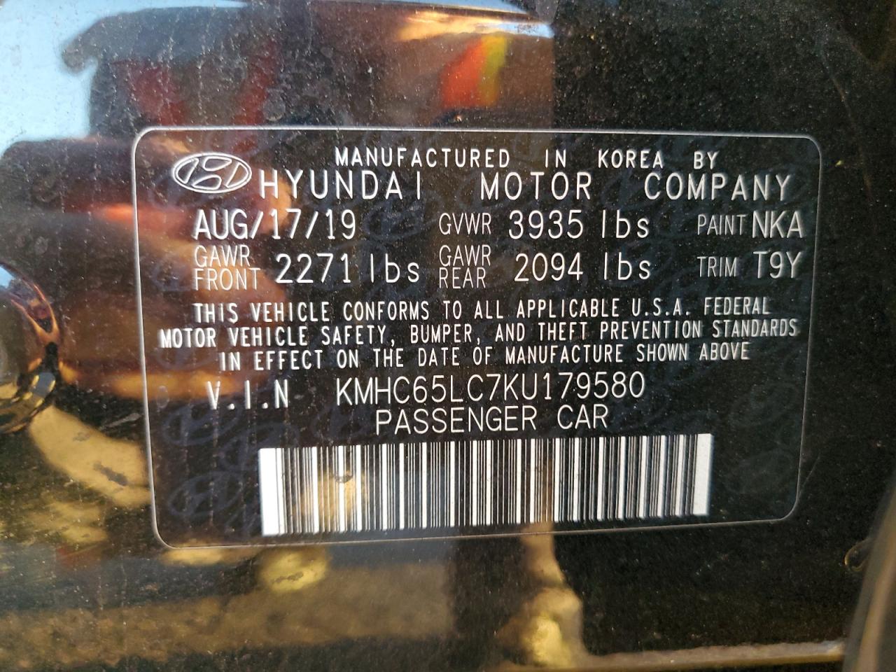 2019 Hyundai Ioniq Blue VIN: KMHC65LC7KU179580 Lot: 91963075