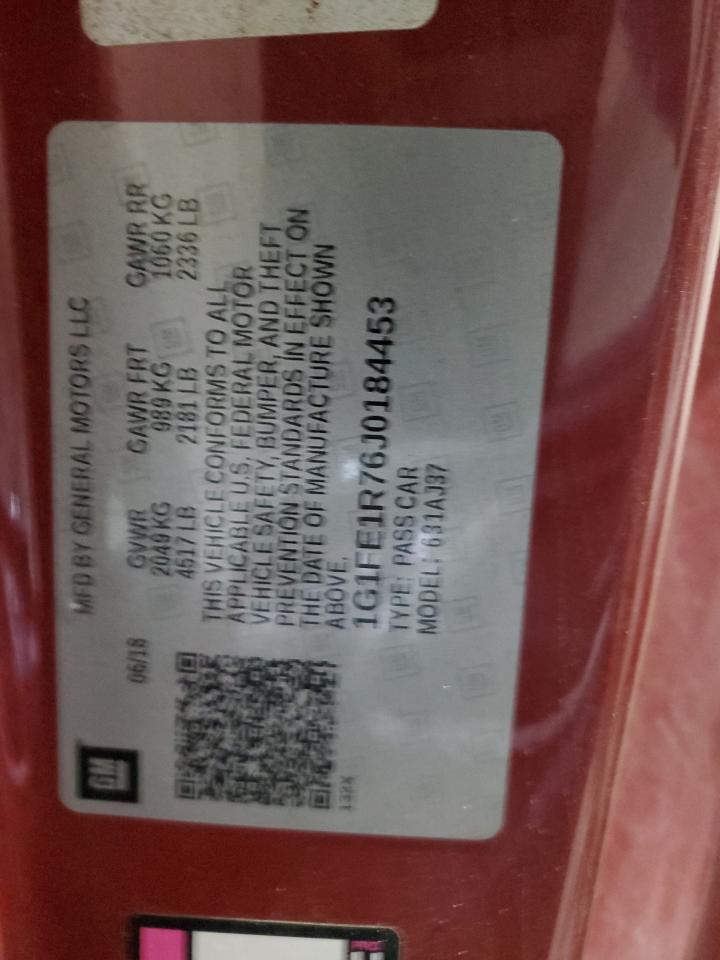 2018 Chevrolet Camaro Ss VIN: 1G1FE1R76J0184453 Lot: 92257045