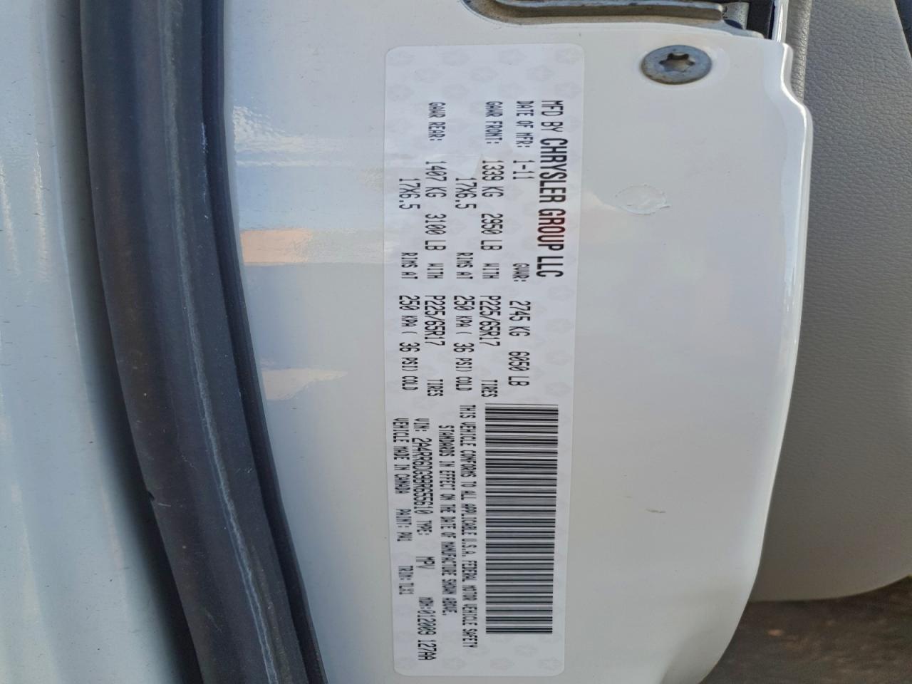 2011 Chrysler Town & Country Limited VIN: 2A4RR6DG9BR655610 Lot: 94224075