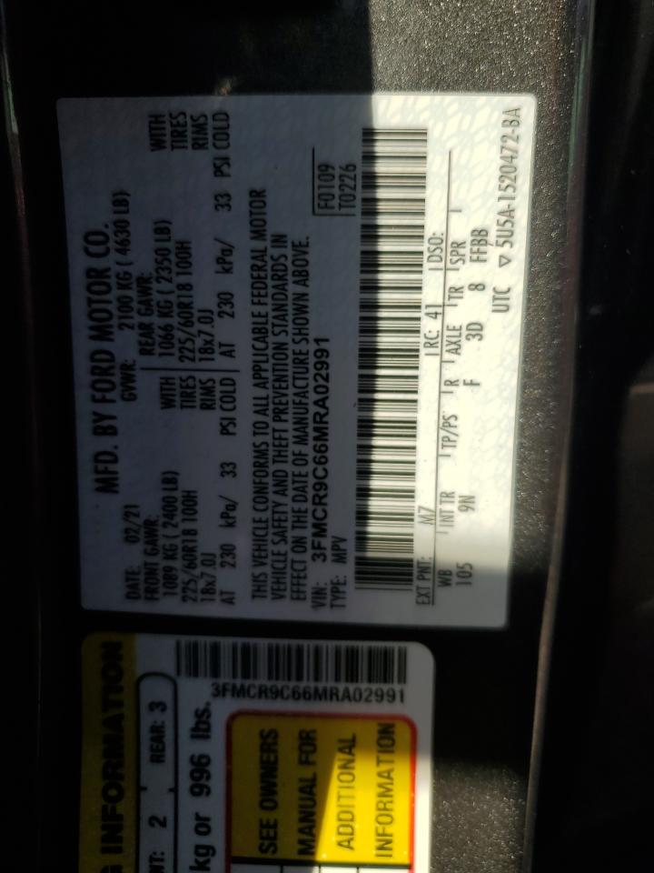 2021 Ford Bronco Sport Outer Banks VIN: 3FMCR9C66MRA02991 Lot: 92224275