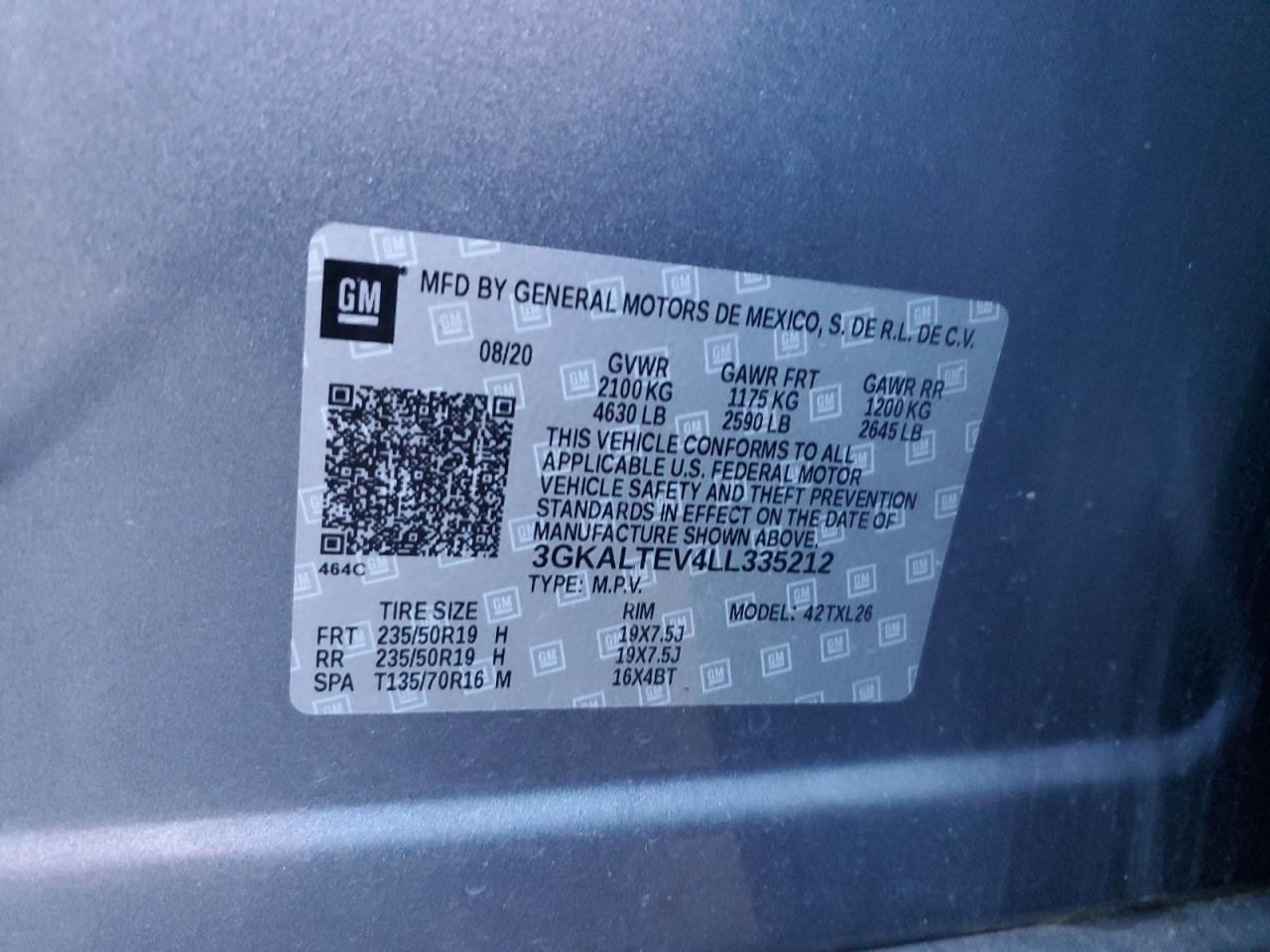 2020 GMC Terrain Sle VIN: 3GKALTEV4LL335212 Lot: 91671735