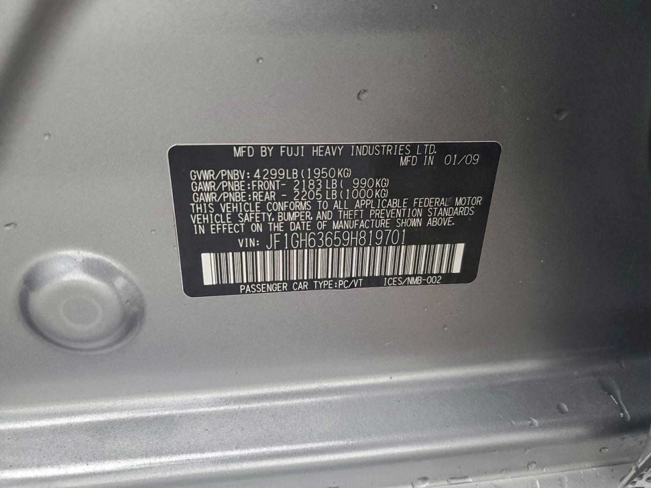 2009 Subaru Impreza Outback Sport VIN: JF1GH63659H819701 Lot: 94424325