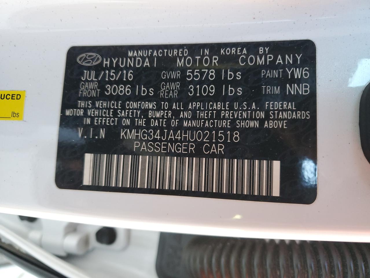 2017 Genesis G90 Premium VIN: KMHG34JA4HU021518 Lot: 93005115