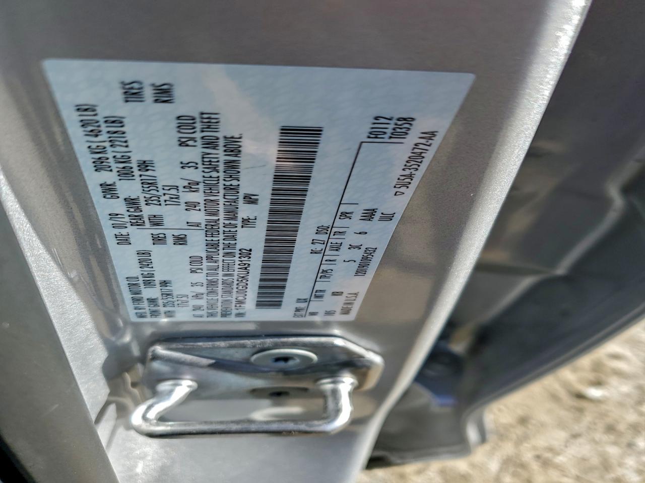 2019 Ford Escape Se VIN: 1FMCU0GD5KUA91302 Lot: 93686635