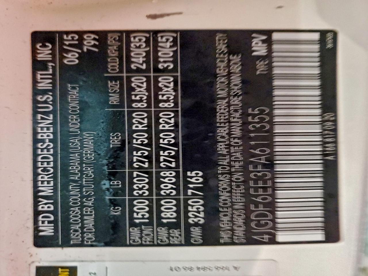 2015 Mercedes-Benz Gl 450 4Matic VIN: 4JGDF6EE3FA611355 Lot: 94656975