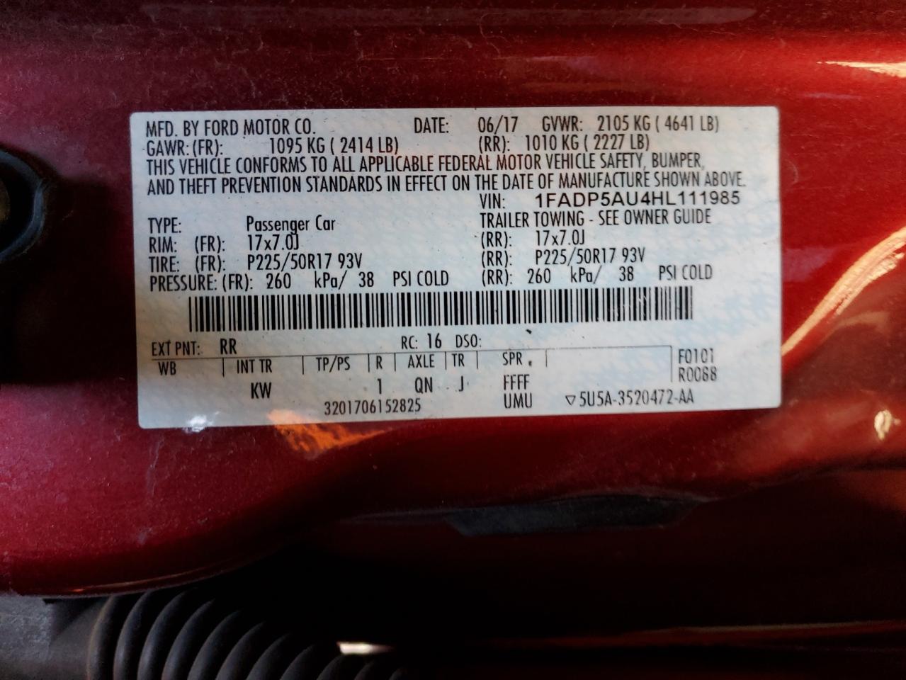 2017 Ford C-Max Se VIN: 1FADP5AU4HL111985 Lot: 92863965
