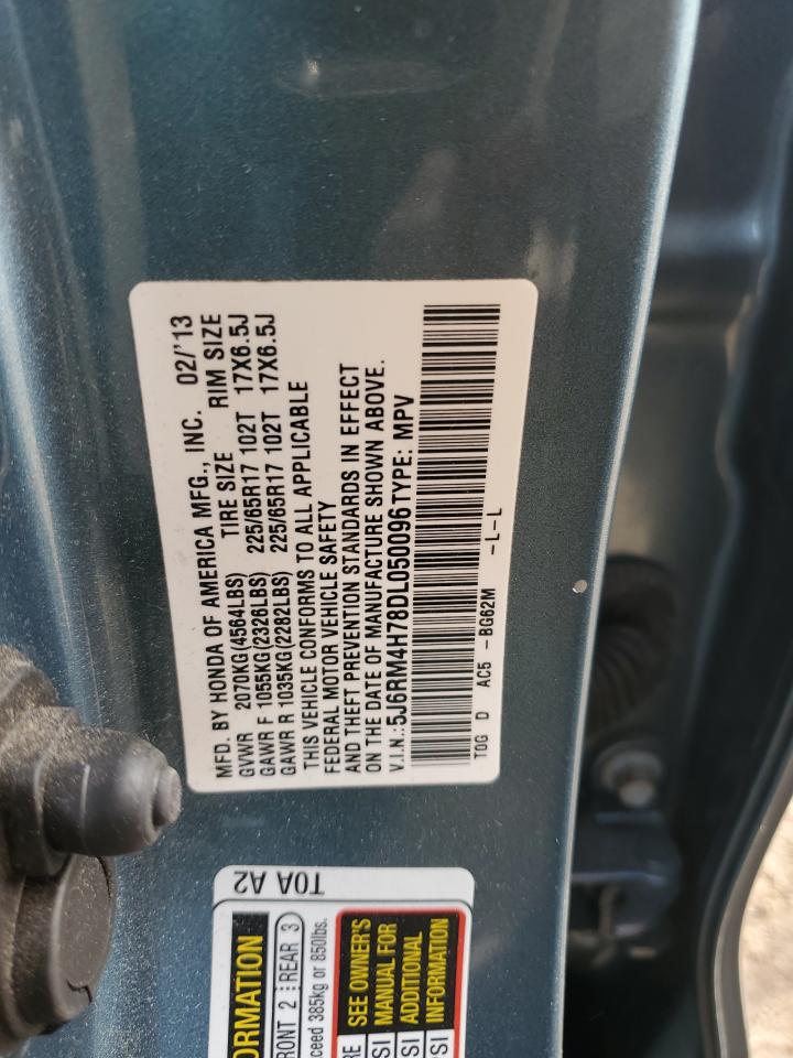 2013 Honda Cr-V Exl VIN: 5J6RM4H78DL050096 Lot: 92570735