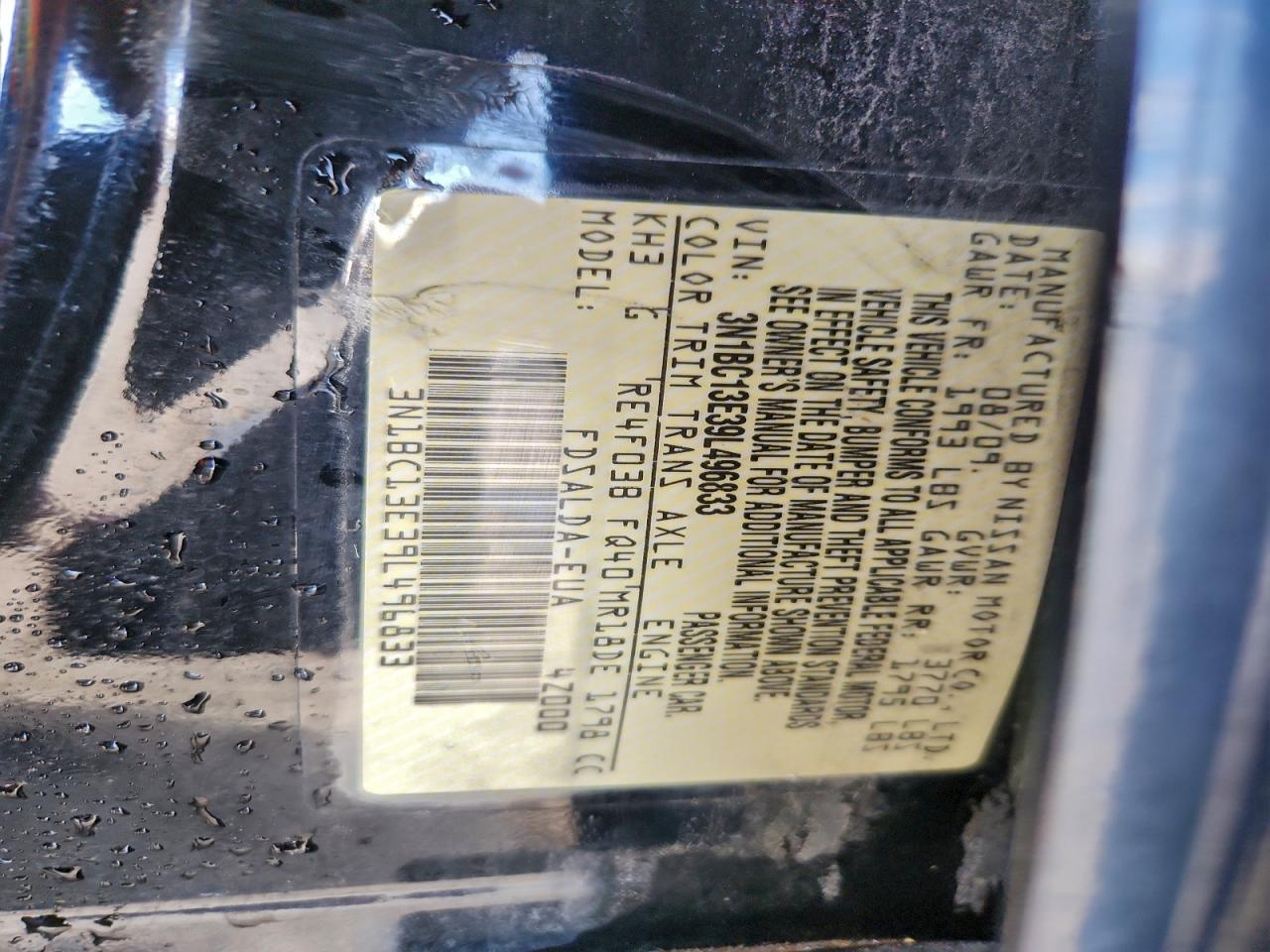 2009 Nissan Versa S VIN: 3N1BC13E39L496833 Lot: 93996045