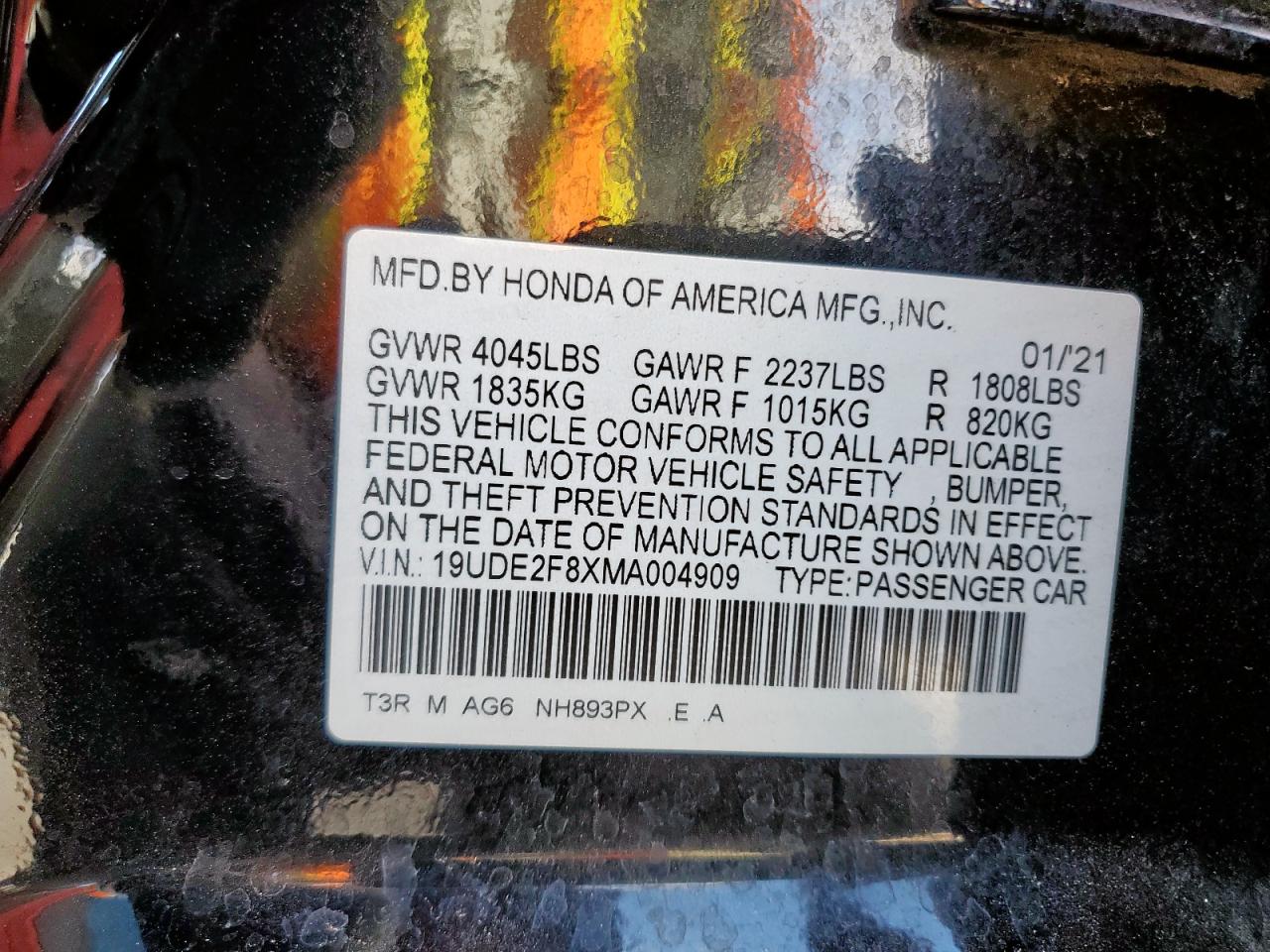 2021 Acura Ilx Premium A-Spec VIN: 19UDE2F8XMA004909 Lot: 93256715