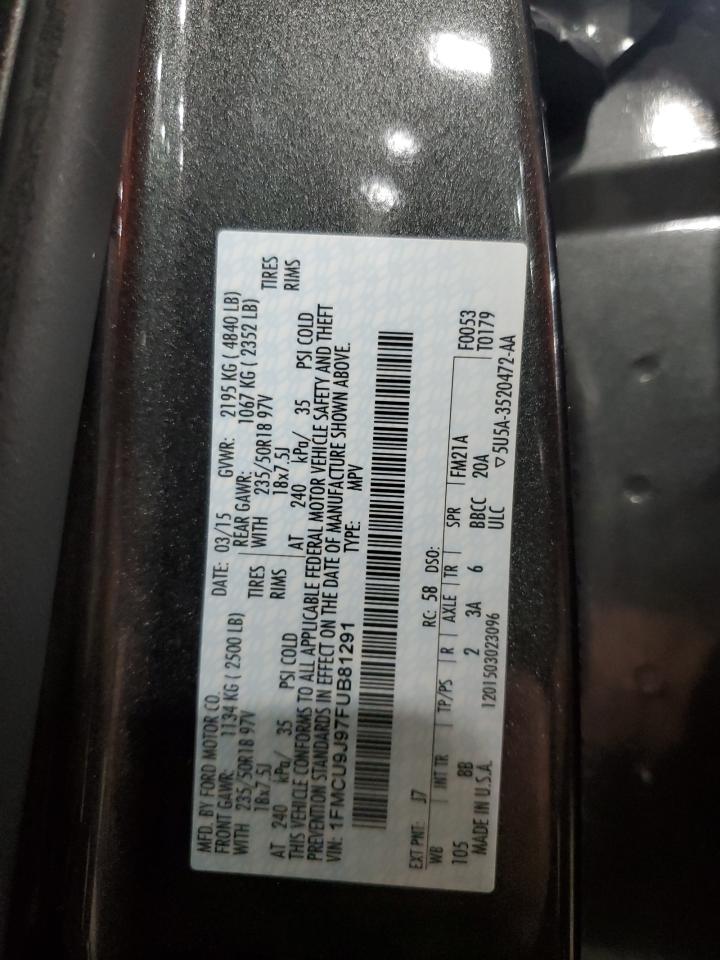 2015 Ford Escape Titanium VIN: 1FMCU9J97FUB81291 Lot: 91178665