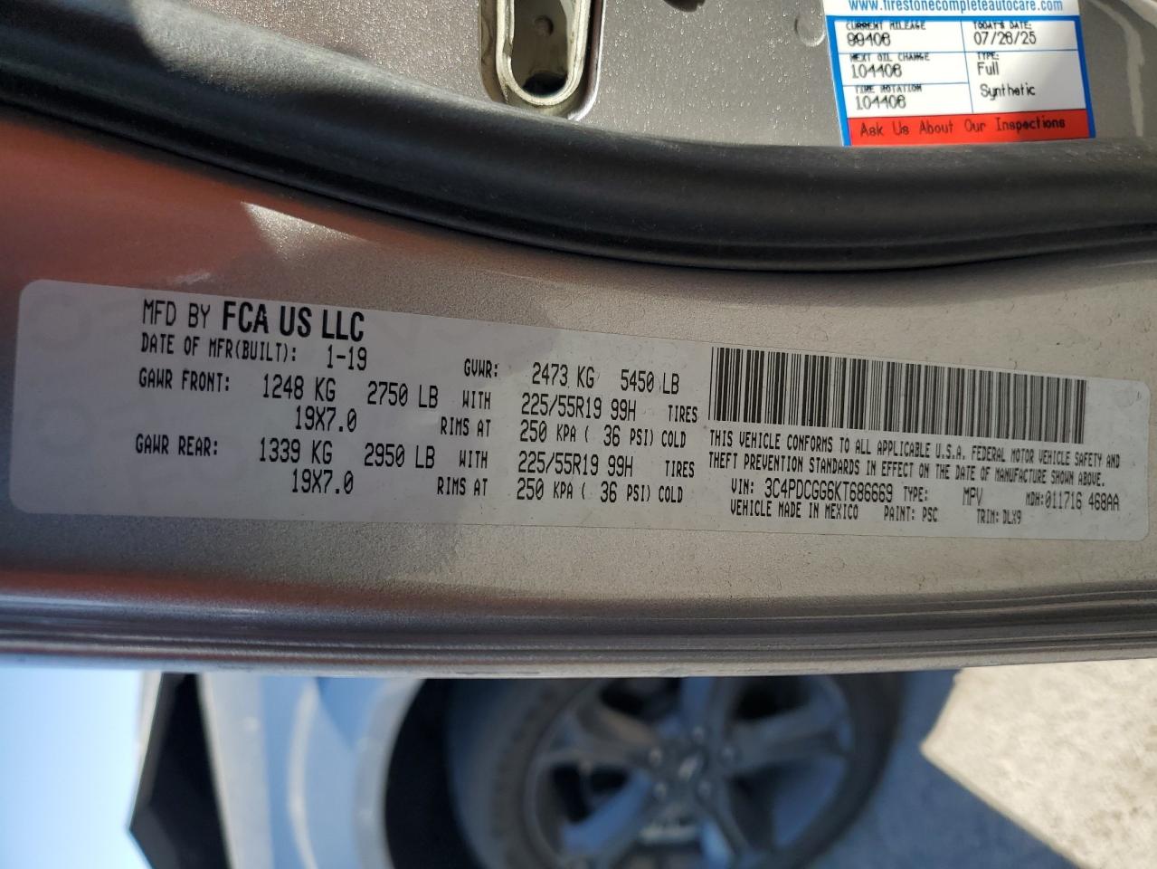 2019 Dodge Journey Crossroad VIN: 3C4PDCGG6KT686669 Lot: 92531275