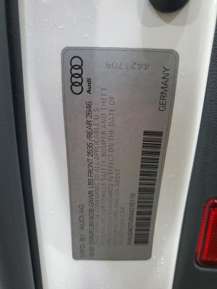 2021 Audi A5 Premium 45 VIN: WAUDACF54MA015116 Lot: 91471445