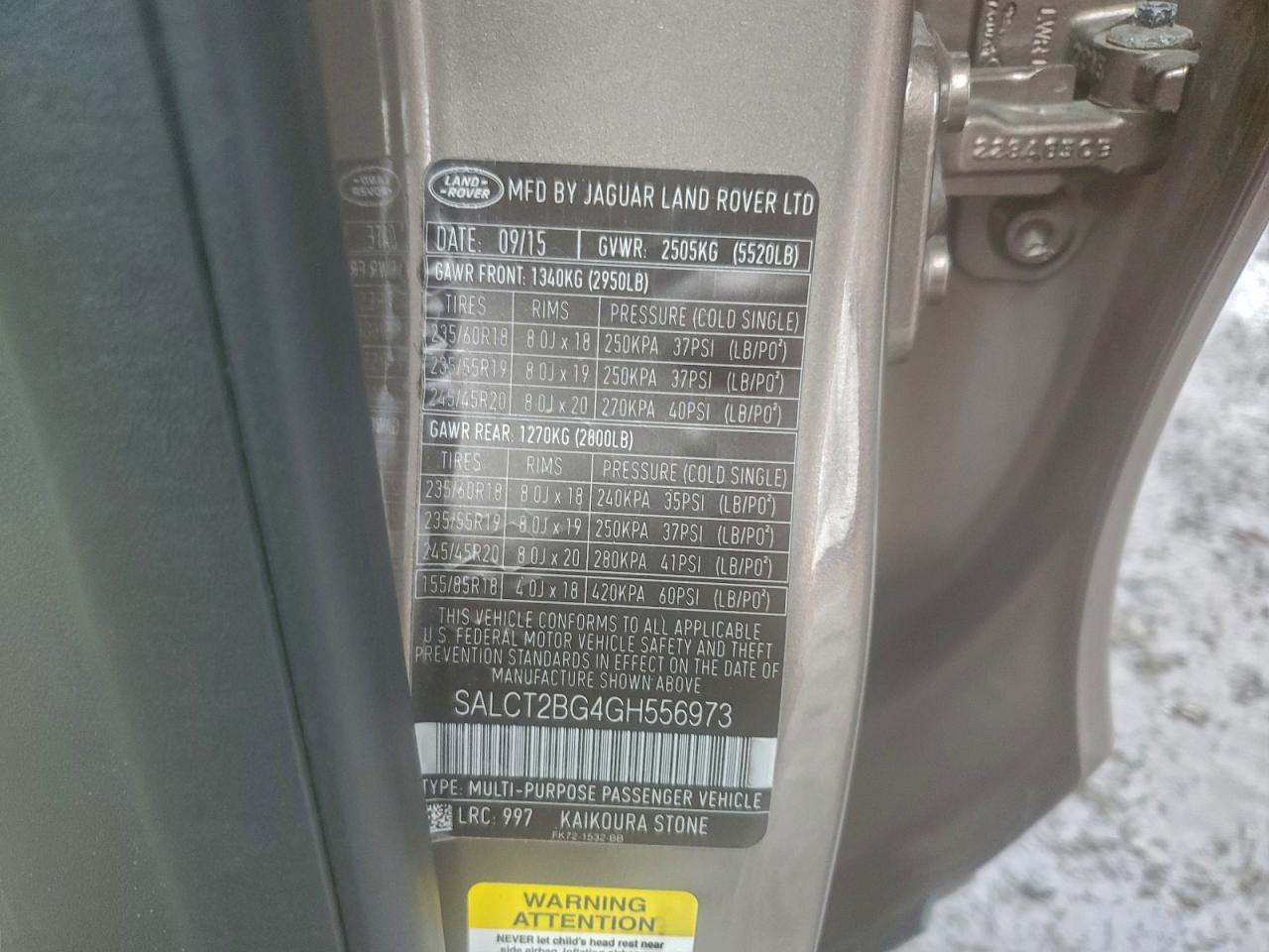 2016 Land Rover Discovery Sport Hse Luxury VIN: SALCT2BG4GH556973 Lot: 94112295