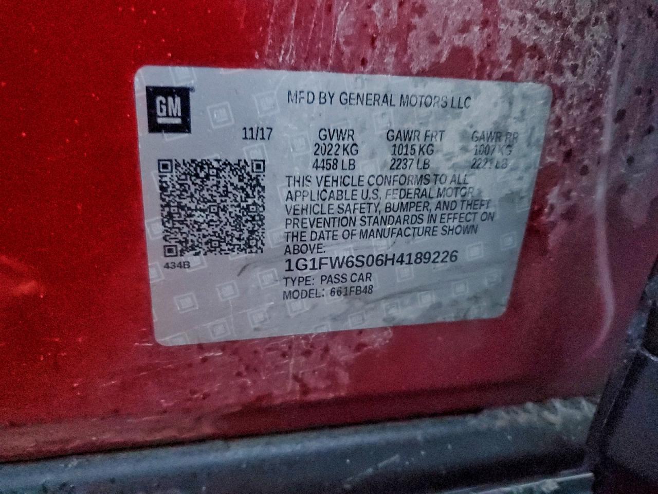 2017 Chevrolet Bolt Ev Lt VIN: 1G1FW6S06H4189226 Lot: 92765865