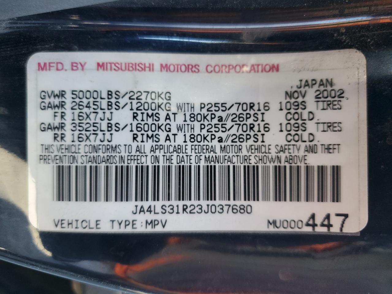 2003 Mitsubishi Montero Sport Xls VIN: JA4LS31R23J037680 Lot: 91676135