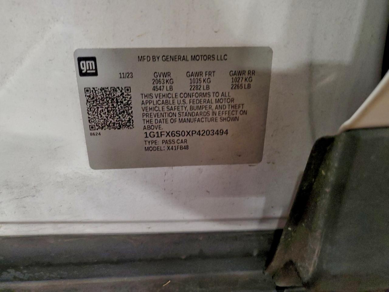 2023 Chevrolet Bolt Ev 2Lt VIN: 1G1FX6S0XP4203494 Lot: 93188375