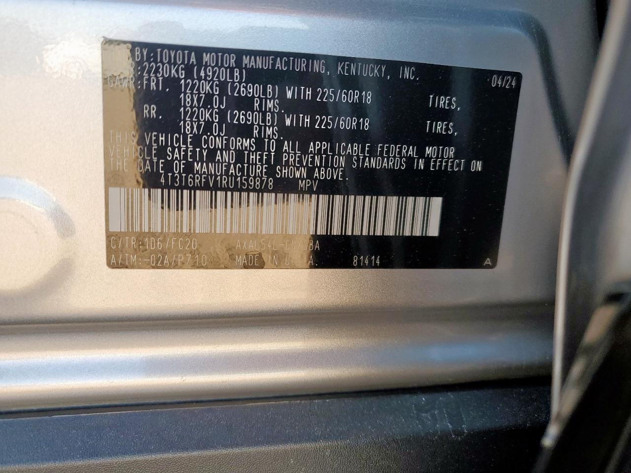 Фото: 4T3T6RFV1RU159878