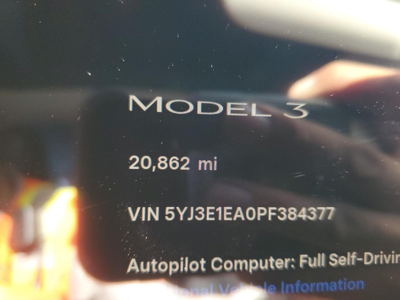 2023 Tesla Model 3 VIN: 5YJ3E1EA0PF384377 Lot: 93522015