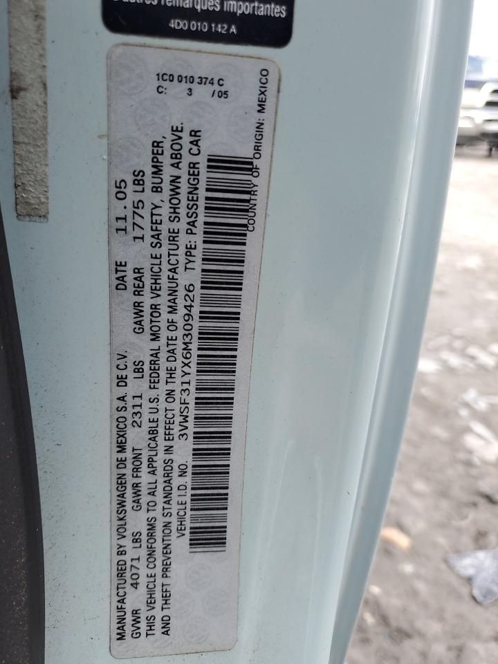 2006 Volkswagen New Beetle Convertible Option Package 2 VIN: 3VWSF31YX6M309426 Lot: 93290445