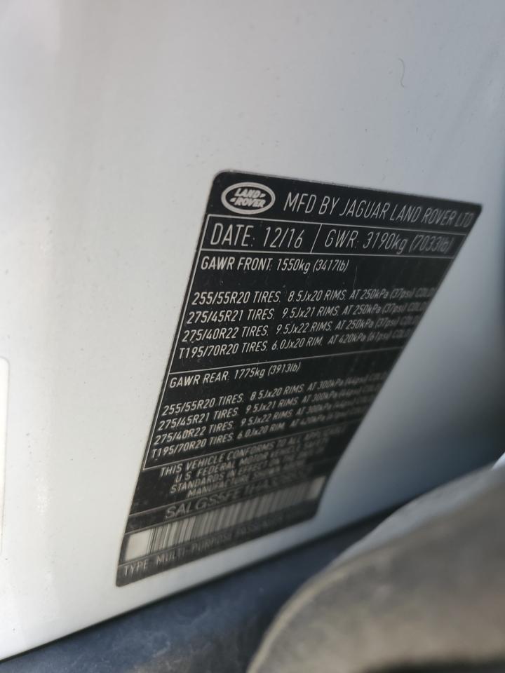 2017 Land Rover Range Rover Supercharged VIN: SALGS5FE1HA328552 Lot: 92041505