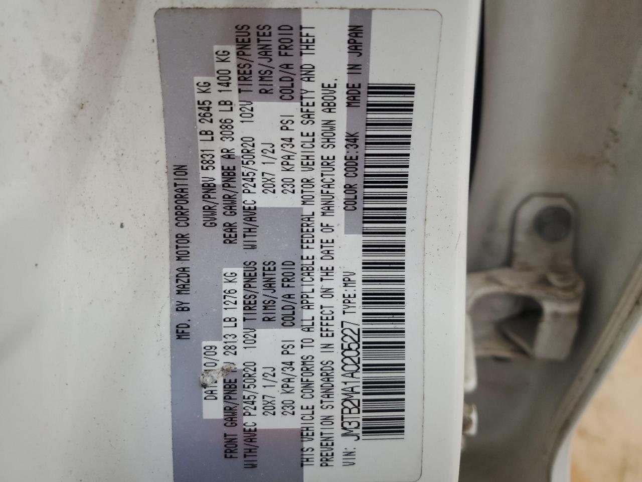 2010 Mazda Cx-9 VIN: JM3TB2MA1A0205227 Lot: 92677005