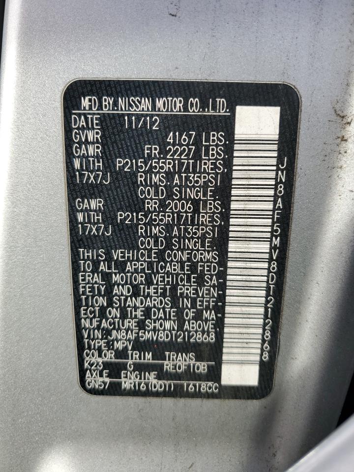 2013 Nissan Juke S VIN: JN8AF5MV8DT212868 Lot: 91516455