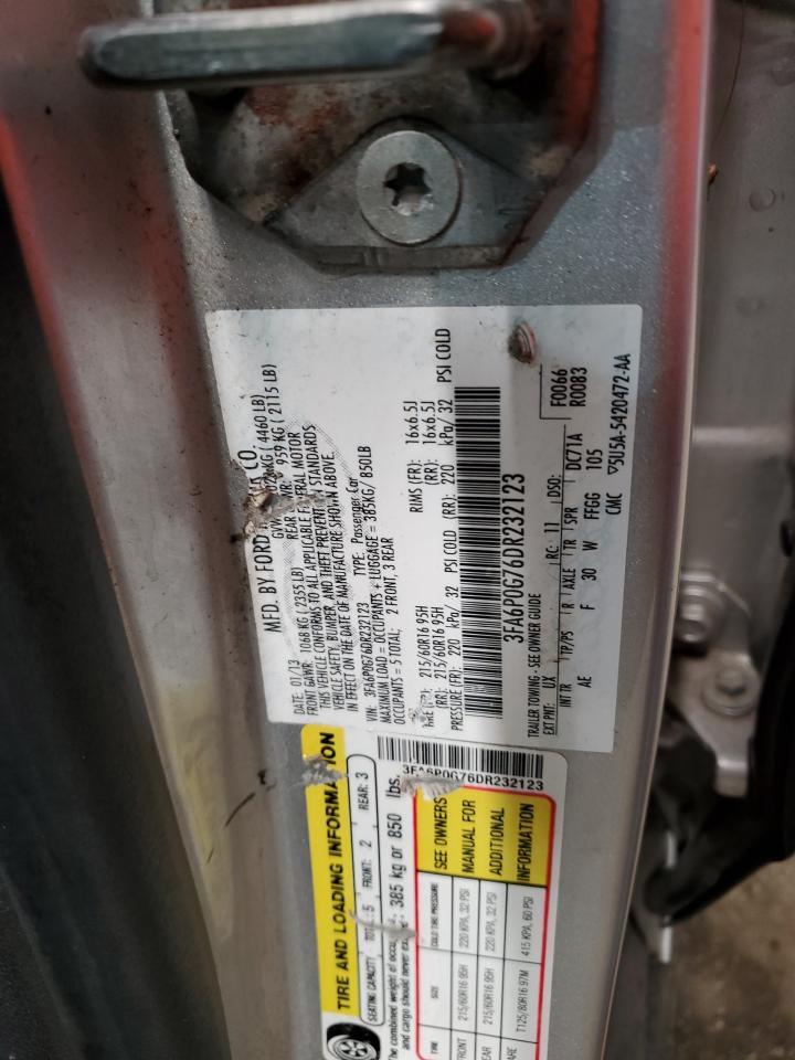 2013 Ford Fusion S VIN: 3FA6P0G76DR232123 Lot: 91735465