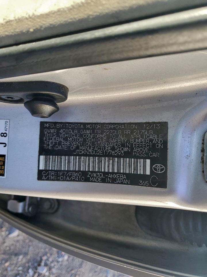 2014 Toyota Prius VIN: JTDKN3DU2E1778293 Lot: 94568535