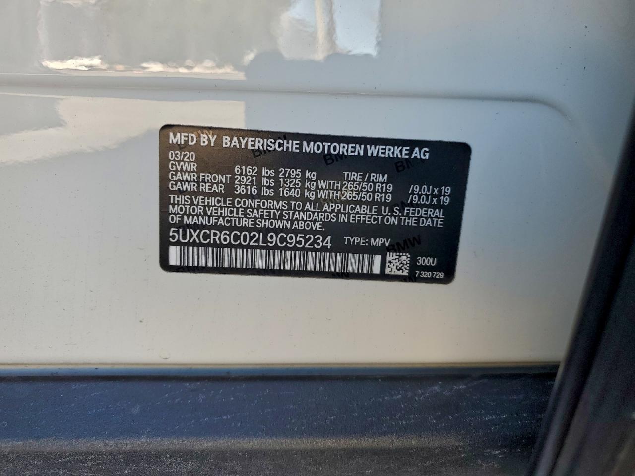 2020 BMW X5 xDrive40I VIN: 5UXCR6C02L9C95234 Lot: 94304745