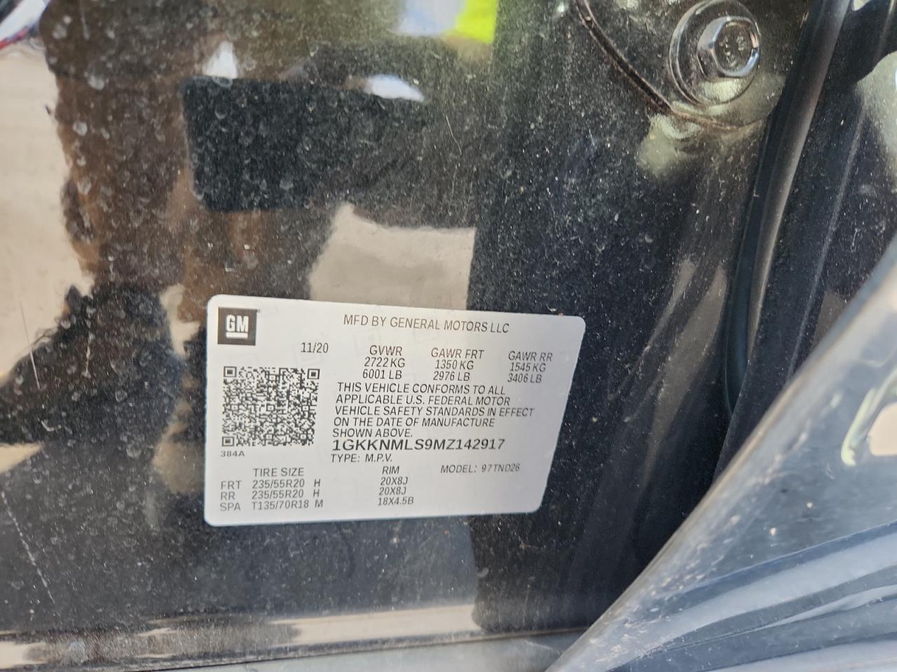 2021 GMC Acadia Slt VIN: 1GKKNMLS9MZ142917 Lot: 92725255