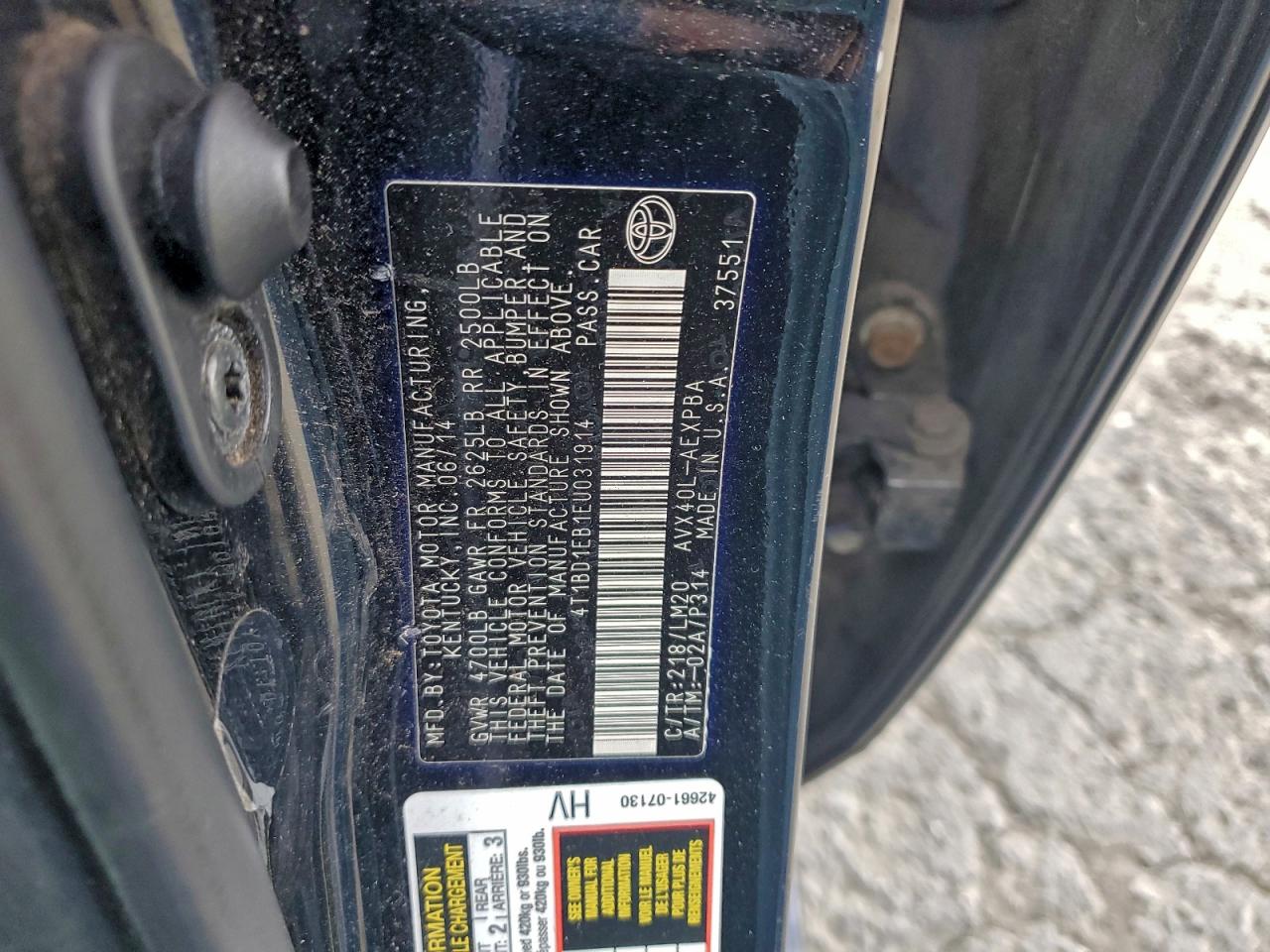 2014 Toyota Avalon Hybrid VIN: 4T1BD1EB1EU031914 Lot: 93785005