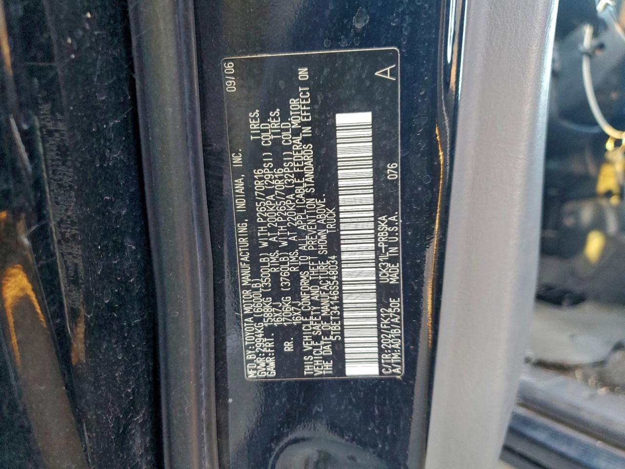 2006 Toyota Tundra Double Cab Sr5 VIN: 5TBET34146S548034 Lot: 94333085