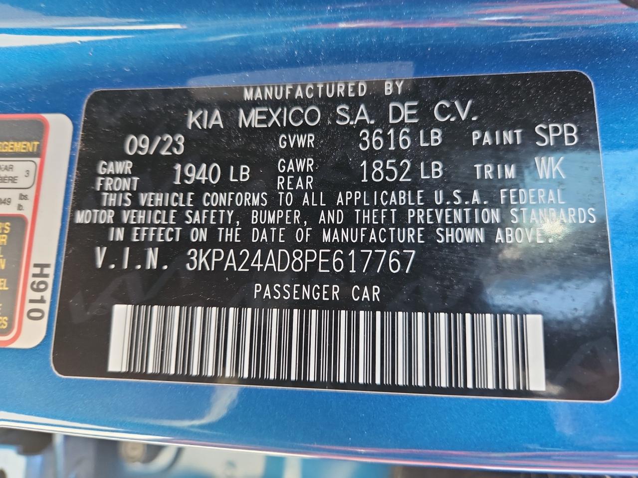 2023 Kia Rio Lx VIN: 3KPA24AD8PE617767 Lot: 92393745