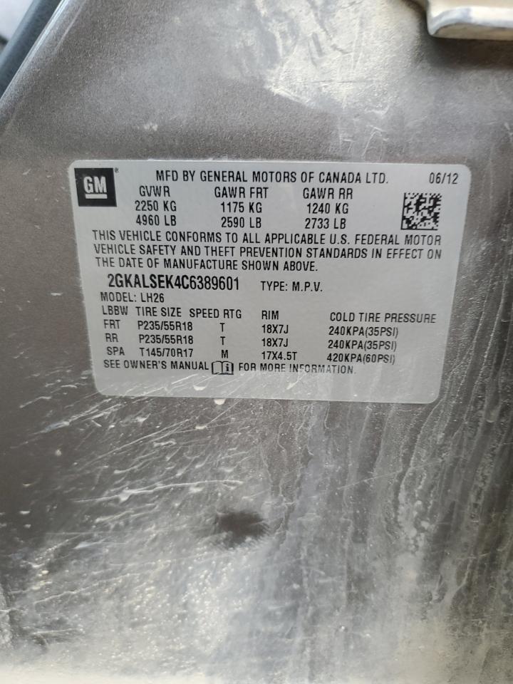 2012 GMC Terrain Sle VIN: 2GKALSEK4C6389601 Lot: 89881855