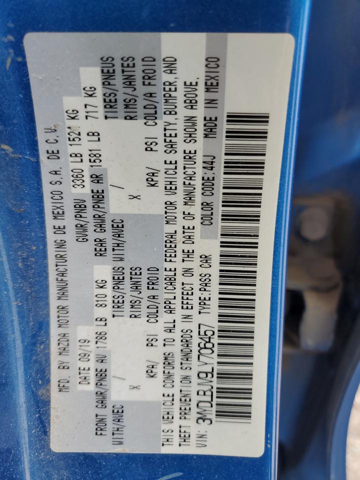 2020 Toyota Yaris Le VIN: 3MYDLBJV9LY706457 Lot: 92778295