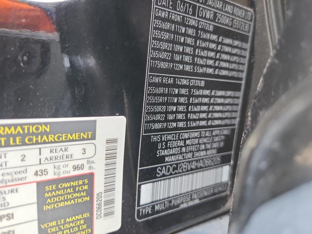 2017 Jaguar F-Pace Premium VIN: SADCJ2BV4HA066205 Lot: 91209195