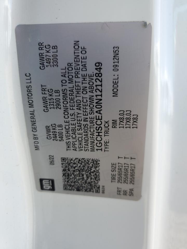 2022 Chevrolet Colorado Lt VIN: 1GCHSCEA0N1212849 Lot: 92239015