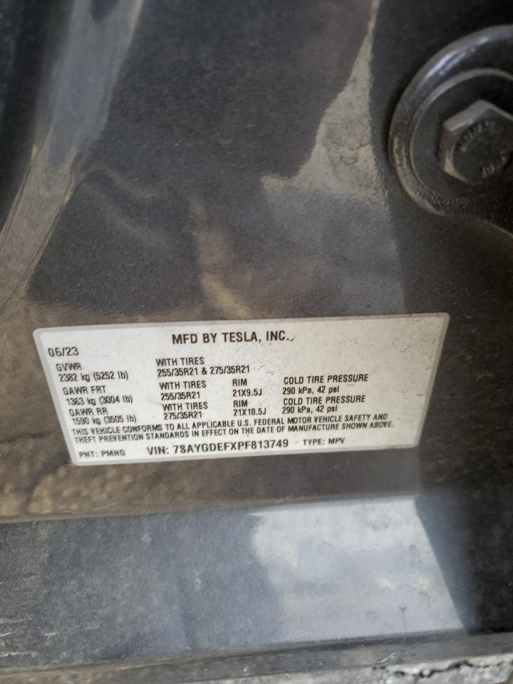 2023 Tesla Model Y VIN: 7SAYGDEFXPF813749 Lot: 92217245
