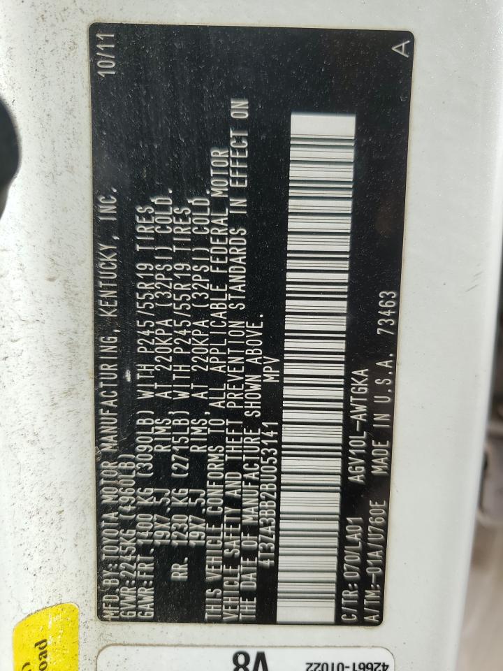 2011 Toyota Venza VIN: 4T3ZA3BB2BU053141 Lot: 91742205