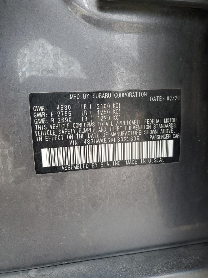 2020 Subaru Legacy Premium VIN: 4S3BWAE6XL3023606 Lot: 92187615
