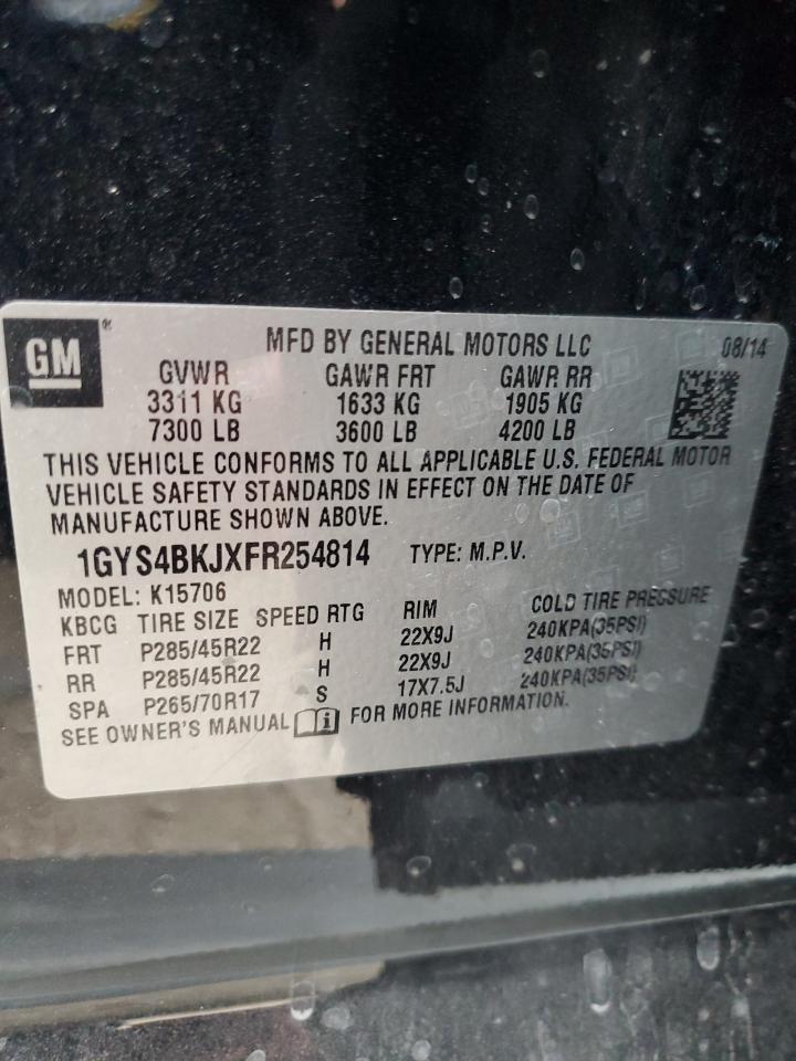 2015 Cadillac Escalade Luxury VIN: 1GYS4BKJXFR254814 Lot: 92890365