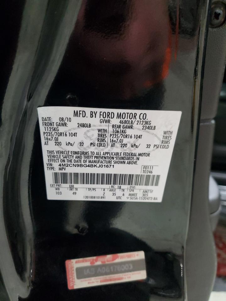 2011 Mercury Mariner VIN: 4M2CN9BG4BKJ01671 Lot: 91291015