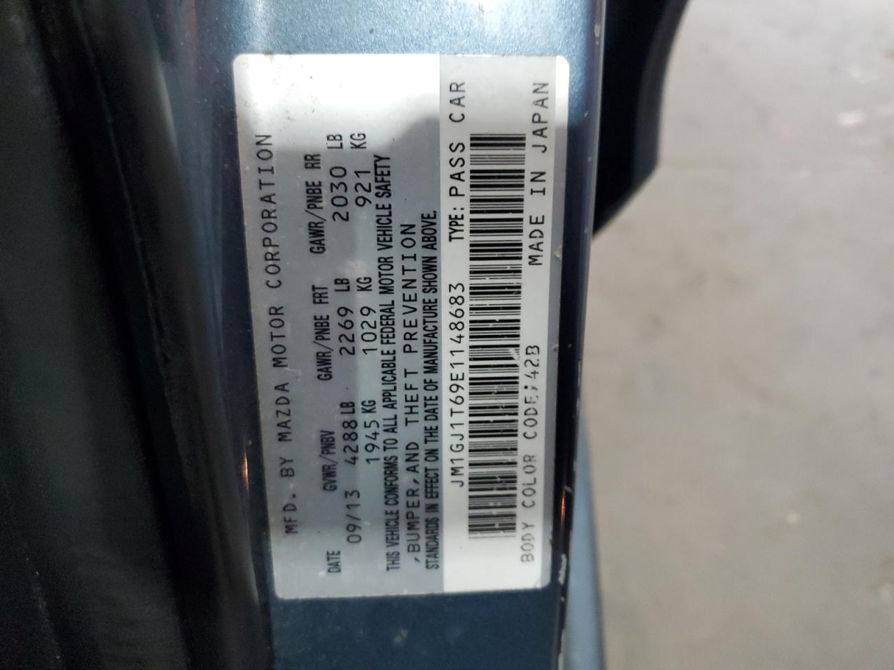 2014 Mazda 6 Touring VIN: JM1GJ1T69E1148683 Lot: 93839035