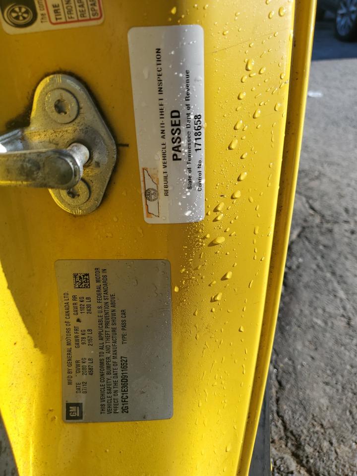 2013 Chevrolet Camaro Lt VIN: 2G1FC1E36D9116527 Lot: 92576195