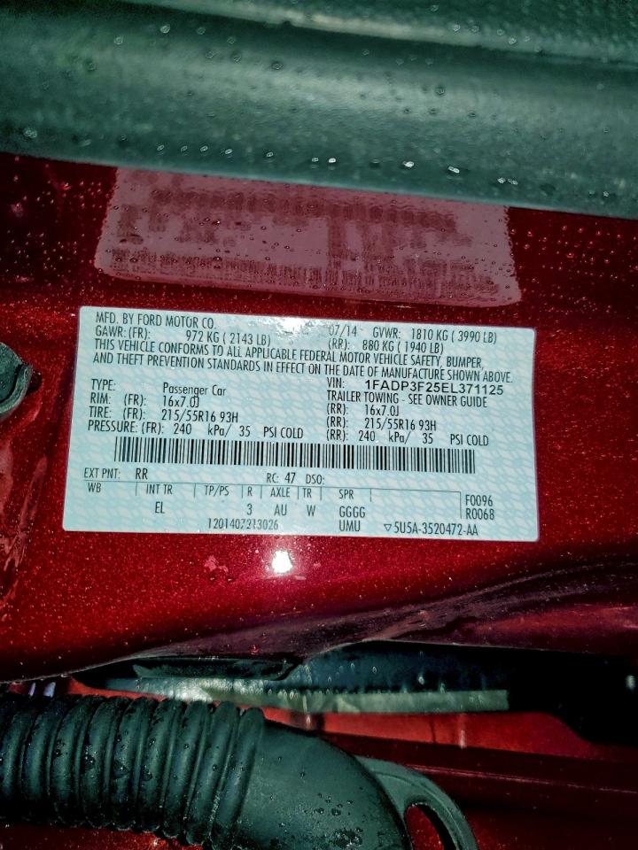 2014 Ford Focus Se VIN: 1FADP3F25EL371125 Lot: 94223075