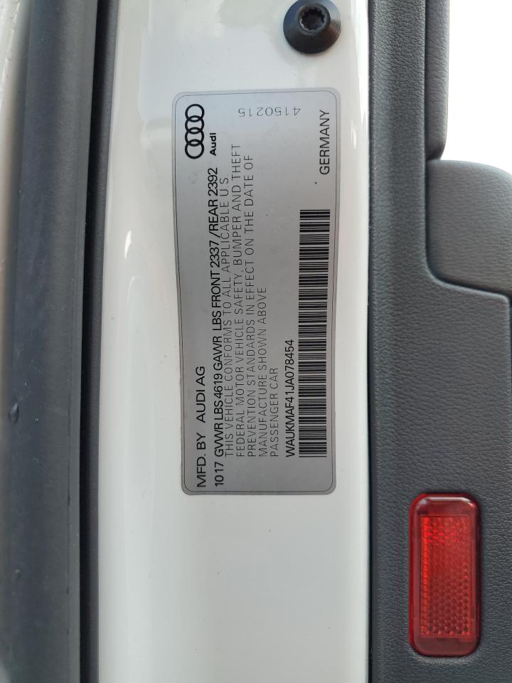 2018 Audi A4 Premium VIN: WAUKMAF41JA078454 Lot: 93044735